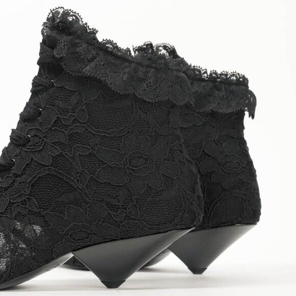 Saint Laurent Blaze 45 Black Lace Lace-Up Booties - Picture 8 of 10